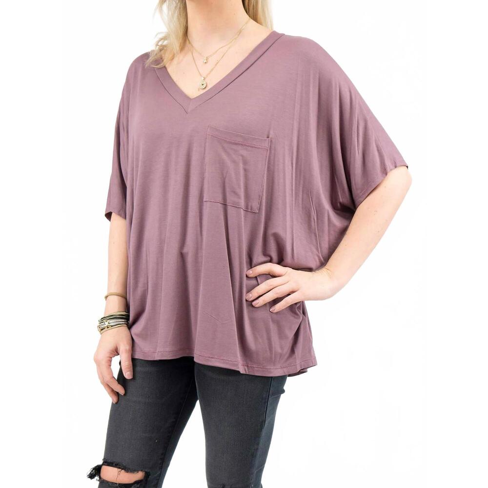 NEW ADRIENNE soft drape pocket tee in mauve